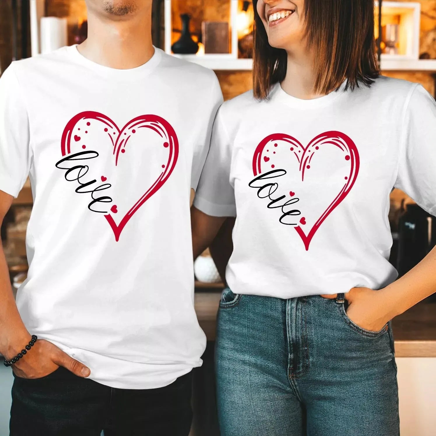 Heart Love Valentine Tops Couple Matching T Shirt