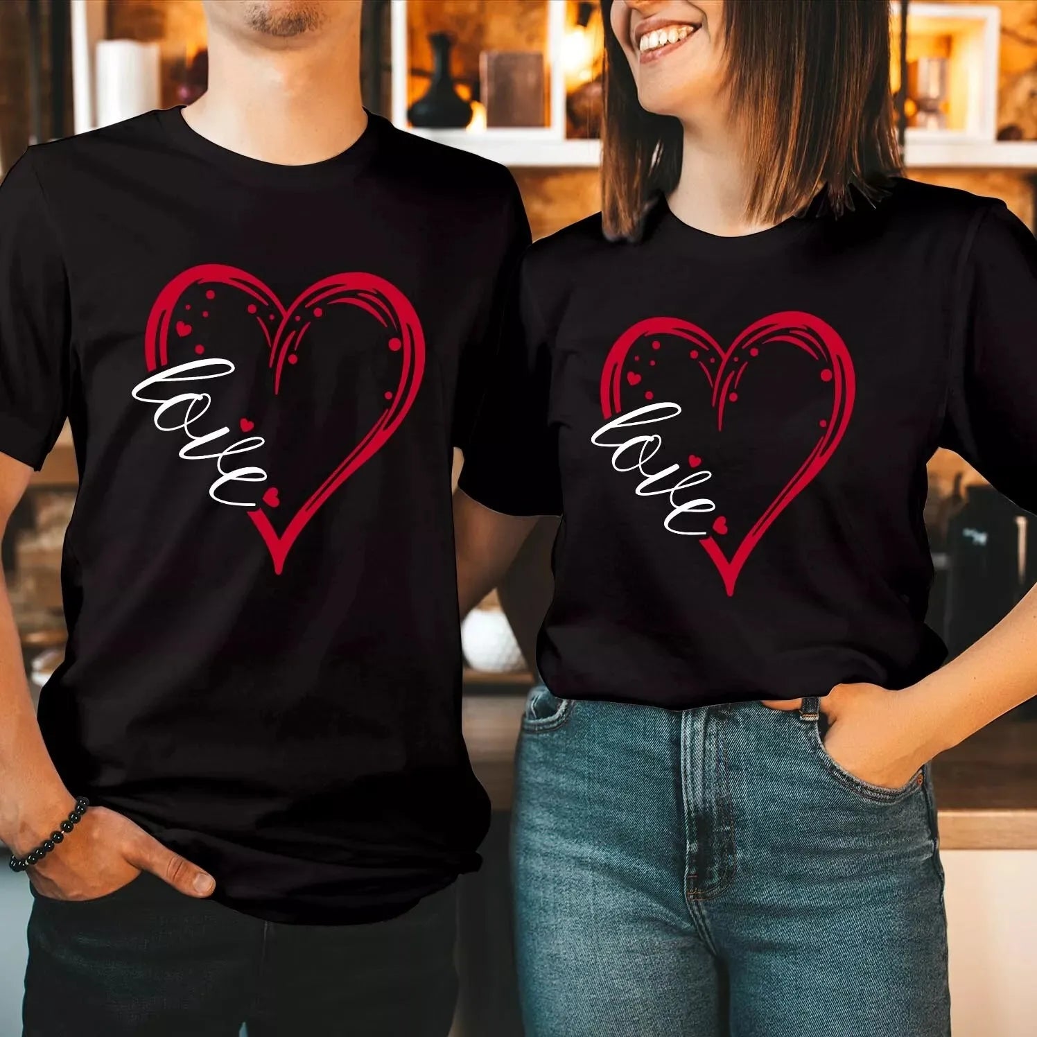 Heart Love Valentine Tops Couple Matching T Shirt